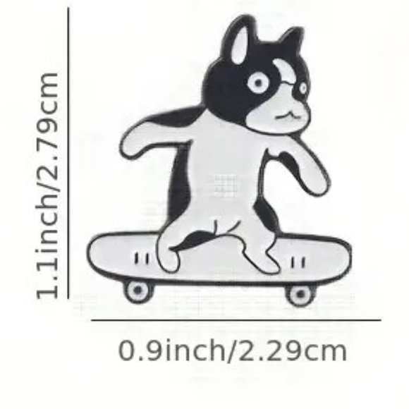 Cool Dog Pin Skateboard Enamel Frenchie Brooch Bag Backpack Boston Terrier Funny - Picture 2 of 2